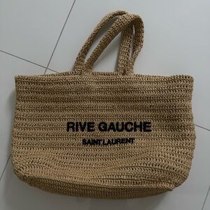 Saint Laurent Tan Woven Rive Gauche Tote